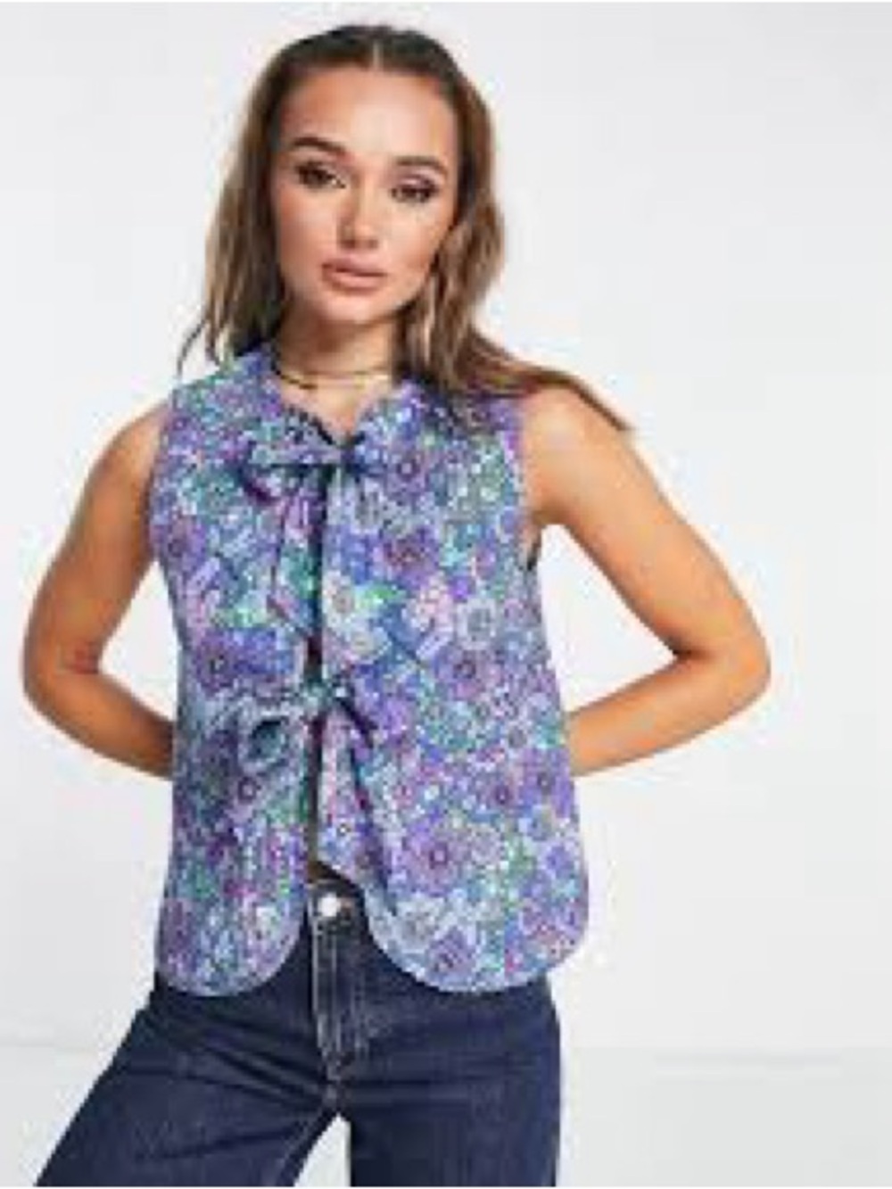 Damson madder. Holly Floral Tie-Front Top/vest - Purple